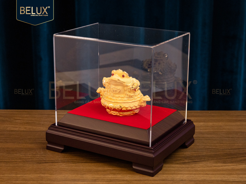 Tượng thiềm thừ vàng cát 10x8x8cm